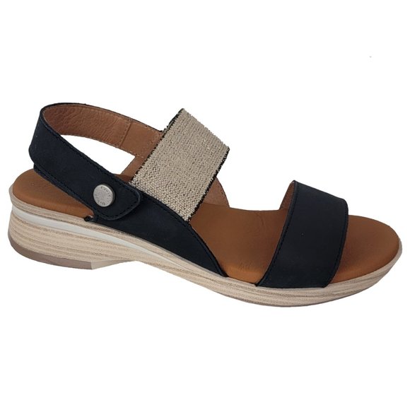 Paula Urban Nabuk Sandal Tan & Negro Black 4-8443 NIB - Picture 1 of 5